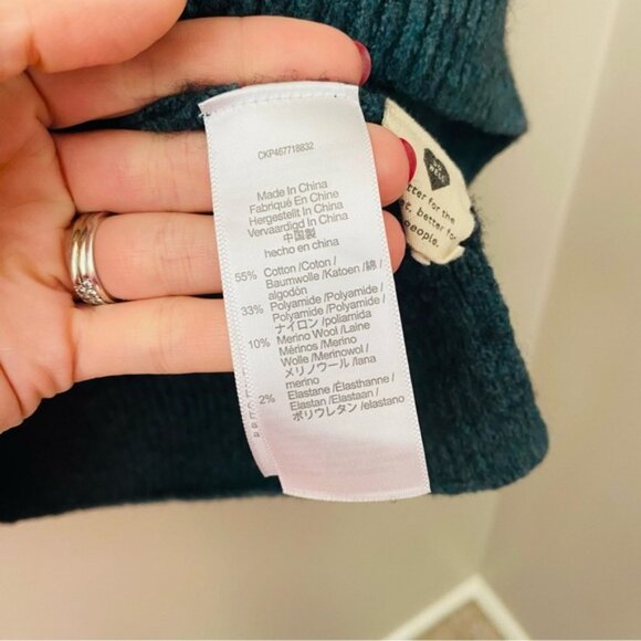 Madewell Embroidered Cross-Stitch Floral Pullover Sweater Green Sz Medium - Picture 6 of 10